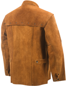 Veste de soudage en cuir suédé marron véritable Vestes de sécurité pour le travail en cuir de vachette fendu robuste pour les soudeurs - Product Image 2