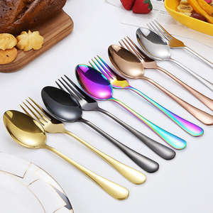Golden elegant premium stainless steel table cutlery set perfect for home kitchen restaurant hotel dining and regular use - Product Image 1