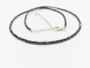 Black <b>Diamond</b> Beaded <b>Necklace</b> Fine Jewelry Elegant 100% Handmade 92.5 Sterling <b>Silver</b> Gold Plated Punk Style Women Cute Gift - Product Image 3