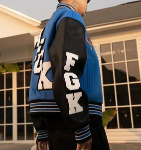 Customizable Men's High Street Baseball Varsity <b>Jackets</b> College Letterman Bomber Embroidered Chenille <b>Patches</b> Plus Size Casual - Product Image 6