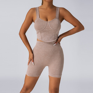 2 uds. Ropa deportiva superior y corta para mujer Fitness correr Fitness Pilates correr al aire libre Fitness Yoga sujetador ropa - Product Image 3