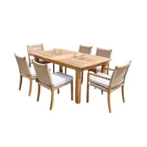 热销Soild柚木餐桌套装，带4-6把椅子，用于餐厅家具直销厂家