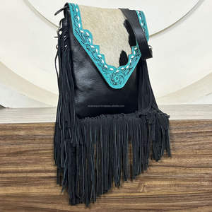 Sacs à main tendance, nouvelle mode, sac à bandoulière en cuir de vachette travaillé à la main, sac à bandoulière occidental de grande capacité, porte-monnaie pour femmes - Product Image 4