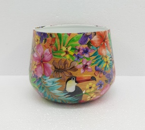 Florero de metal de diseño clásico y calcomanía de maceta esmaltada acabada para el hogar y maceta decorativa al aire libre hecha a mano personalizada - Product Image 4