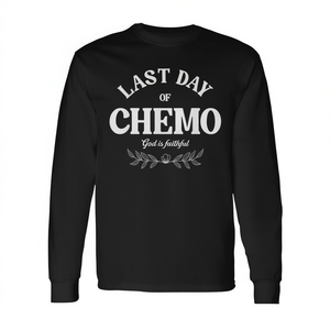 Último día de quimioterapia, Dios es fiel, camiseta de manga larga para concienciación sobre el cáncer - Product Image 2