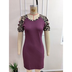 Robe courte en modal pour femme, manches courtes, col rond, avec détail bretelles, 35731 - Bourgogne - Product Image 4