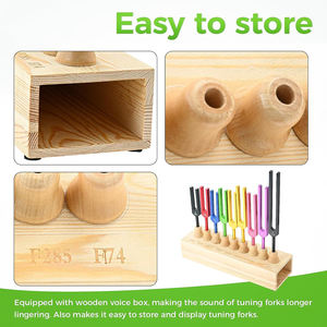 Juego de diapasones: 9 diapasones coloridos sin peso para curar, relajar, fortalecer el Chakra, con martillo y caja de voz de madera - Product Image 5