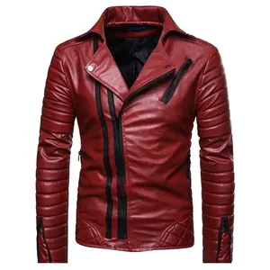 2023 New Design Boys Classic Motorcycle Pu Leather Jacket / Plush leather jacket men's European jacket youth motorwear