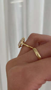 Bagues de fiançailles en or massif 18 carats, bagues de mariage de luxe faites à la main en laboratoire, taille poire, diamant cultivé, cadeau pour elle - Product Image 4