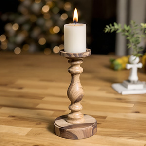 Portavelas de diseño antiguo con madera natural para la decoración del hogar, candelabros de madera con diseño de harina colgante para interiores - Product Image 6