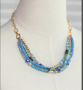 Collier bohème à perles pour femmes, pierres naturelles, chaîne multi-brins plaquée or, à porter au quotidien - Product Image 2