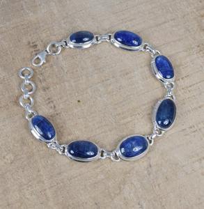 Sapphire Gemstone <b>Solid</b> 925 Sterling <b>Silver</b> Handmade Wedding Women <b>Bracelet</b> Jewelry Handmade Blue Natural Gemstone Jewelry - Product Image 2