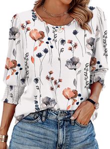 Camicette da donna eleganti top Casual a maniche 3/4 con polsini a smock tinta tinta semplice per l'autunno primavera estate - Product Image 6