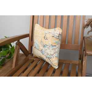 Diseño rústico 12x12 pulgadas Beige lana Kantha Patchwork almohada tejida Vintage bordado estampado Floral para piso de coche Navidad - Product Image 3