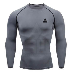 Hombres Rash Guard Fitness Wear manga larga ligero transpirable Top Ideal para entrenamiento de gimnasia y ejercicio diario Rash Guard - Product Image 1