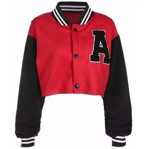 Personnalisé de haute qualité bleu blanc recadrée Varsity veste en cuir femmes recadrée personnalisé Letterman Varsity vestes - Product Image 3