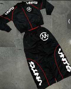 Conjunto de chándal de dos piezas para hombre cortavientos y pantalones cortos logotipo personalizado ropa de verano estilo callejero - Product Image 6