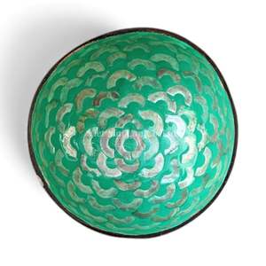 Bol en noix de coco laqué à la main avec incrustation de nacre naturelle, écologique, décoratif pour une décoration intérieure durable - Product Image 2