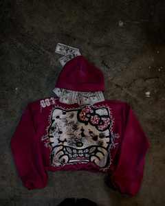 เสื้อฮู้ดแบบรูดซิปสำหรับผู้ชายเสื้อฮู้ดพิมพ์ลายพัฟวินเทจโอเวอร์ไซส์ - Product Image 1