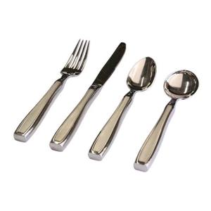 Cubiertos de acero inoxidable Ideal para cocina, mesa, café, uso doméstico, cubiertos con acabado Chapado en Color plateado, juego de mango de 2 colores de 5 uds. - Product Image 6