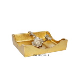 Boîte à mouchoirs en verre à cadre unique fantaisie, argent brillant, aluminium poli, papillons, base miroir - Product Image 4