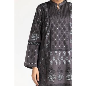 Conjunto de Camisa y Pantalón de Lana Gris Casual para Mujer, con Estampado de Bloques, Top con Capucha Bordado, Largo por Encima de la Rodilla, Ropa Deportiva y de Oficina - Product Image 5