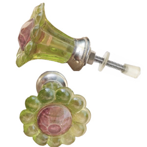 Perroquet vert fleur cristal verre meubles boutons tirer poignée exportation qualité pour armoire tiroir commode armoire cuisine chambre - Product Image 2