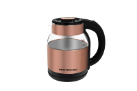 Bouilloire électrique en verre Prototechno GP0861 2L 2000W sans fil avec base rotative à 360 degrés, arrêt automatique, couleur or rose