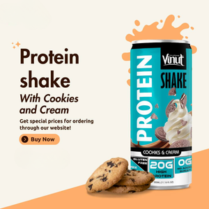 โปรตีนเชค VINUT 20 กรัม รสคุกกี้แอนด์ครีม 330 มล. - ตัวอย่างฟรี - ออกแบบตามสั่ง - บริการรับผลิตแบบ OEM ODM - Product Image 2