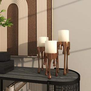 Support de bougie de luxe, décoration romantique pour dîner aux chandelles, décoration de mariage unique en aluminium, pot à bougie - Product Image 1