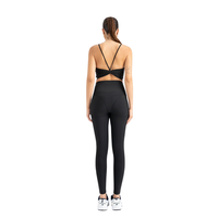 Ensemble de yoga 2 pièces pour femme, uni, longueur totale, en spandex/nylon, sans couture, taille haute, élastique, résistant aux plis, grande taille, sport