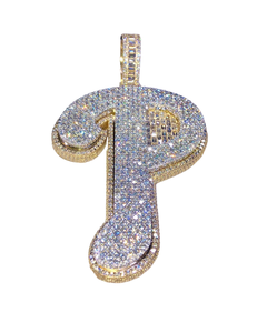 Collier pendentif en diamant P personnalisé au design époustouflant en argent sterling 925 plaqué or Style mignon Moissanite personnalisable - Product Image 1