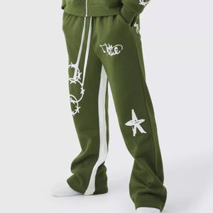 Chándal informal OEM para hombre, chándal de lana de algodón de dos piezas a la moda, cuello con capucha, cremallera, patrón sólido, logotipo personalizado impreso - Product Image 4