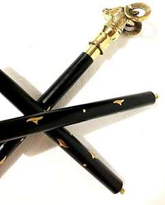 Bâton de marche nautique Antique 3 plis Designer en laiton poignée de chèvre Style en bois pliant noir bâton de marche cadeau - Product Image 4