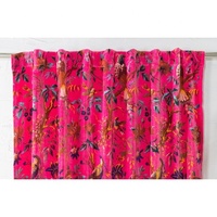 Rideaux imprimés floraux indiens faits à la main avec des fleurs colorées vives, ensemble de 2 panneaux pour salon, salle à manger, chambre à coucher, nouvelle collection