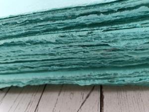 Khadi แผ่นแฟรี่สไตล์กล่อง200gsm A4กระดาษผ้าฝ้าย100% สีเขียวน้ำทะเลขนาด20x30ซม. - Product Image 2