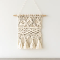 Suspension murale en macramé en coton fait main élégante, style fusion scandinave et sud-ouest, motif nature morte, lavable, salon, maison