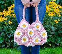 Fantaisie Style chaud à la main Floral tricot Crochet fil Net blanc marguerite fleur motif fourre-tout sac à main épaule sac de plage