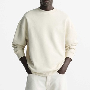 Sweat-shirt à col ras du cou personnalisé 100% coton pour hommes surdimensionnés à épaules tombantes Streetwear Rib Crewneck Pullover hoodies - Product Image 2