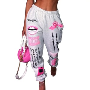 Pantalones de chándal informales de algodón transpirable, elegantes Pantalones de mujer con estampado 3D, diseño personalizado, Pantalones de mujer, fabricante OEM - Product Image 1