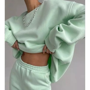 Unisex 2-Piece <b>Jogger</b> Tracksuit XL <b>Fleece</b> Sweatpants and Pullover with Embroidered Logo Street Wear for <b>Women</b> in Winter - Product Image 2