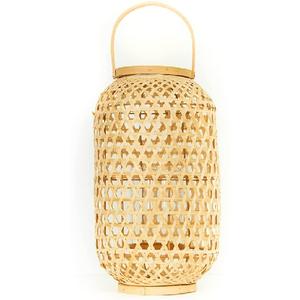Bougie lanterne bougie en rotin bambou naturel, avec abat-jour en verre, lanterne avec poignée et ombre en verre, 40 pièces - Product Image 1