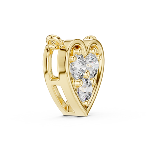 Ensemble de pendentifs minimalistes en forme de cœur, or jaune 18 carats plaqué rhodium, diamant de laboratoire taille brillant certifié IGI, Saint-Valentin - Product Image 1