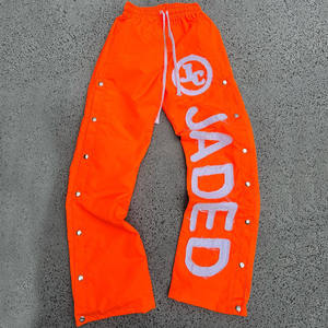 Pantalons de survêtement délavés à l'acide de haute qualité pour hommes Logo personnalisé 100% coton pantalon Hip Hop à jambes larges - Product Image 2