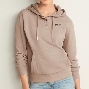 Alta calidad al por mayor Streetwear mujer Sudadera con capucha algodón polar logotipo personalizado mujer Sudadera con capucha hombro caído transpirable Color sólido 2026 - Product Image 1