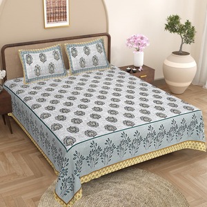 Ensemble de draps de lit en coton 100% de haute qualité en gros, imprimé Jaipuri, draps imprimés avec deux taies d'oreiller avec fermeture à glissière - Product Image 2