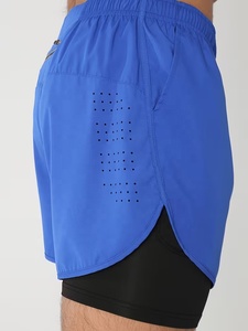 Men's Casual Gym Shorts 100% Polyester Blue Running Shorts Elastic Waist Quick Dry Sporty Fit 100% Polyester <b>Mid</b> Length Knitted - Product Image 4