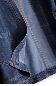 Chaqueta Vaquera Azul Oscuro para Mujer, Tejida en Algodón Ecológico, Estilo Casual Holgado, Estilo Urbano con Rayas a Precios Económicos - Product Image 3