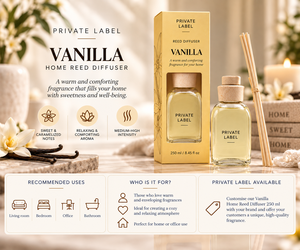 Diffuseur de parfum à bâtonnets à la vanille, marque privée, 250 ml |   Parfum d'ambiance doux et réconfortant |   Fabricant OEM Espagne - Product Image 3