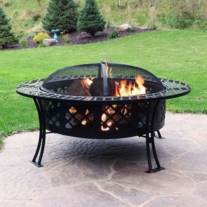 Durable decorative cast iron <b>fire</b> <b>pit</b> farmhouse rustic <b>outdoor</b> patio backyard garden evening gatherings entertainment use - Product Image 2